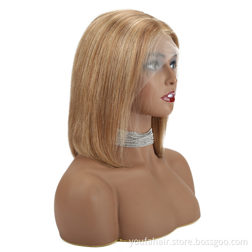 13x6 HD Swiss Lace Front Human Hair Short Bob Wig Blonde Purple Blue Burg Ombre Bob Wig Brazilian Human Hair Colored Bob Wig